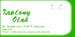 kaplony olah business card